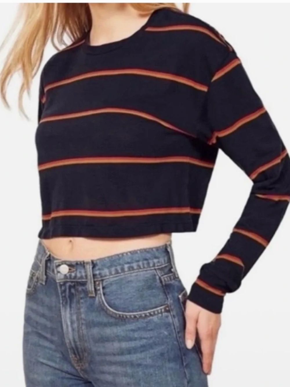 Reformation Jeans “Chloe”  Tencil Blue Striped crop top | size Medium